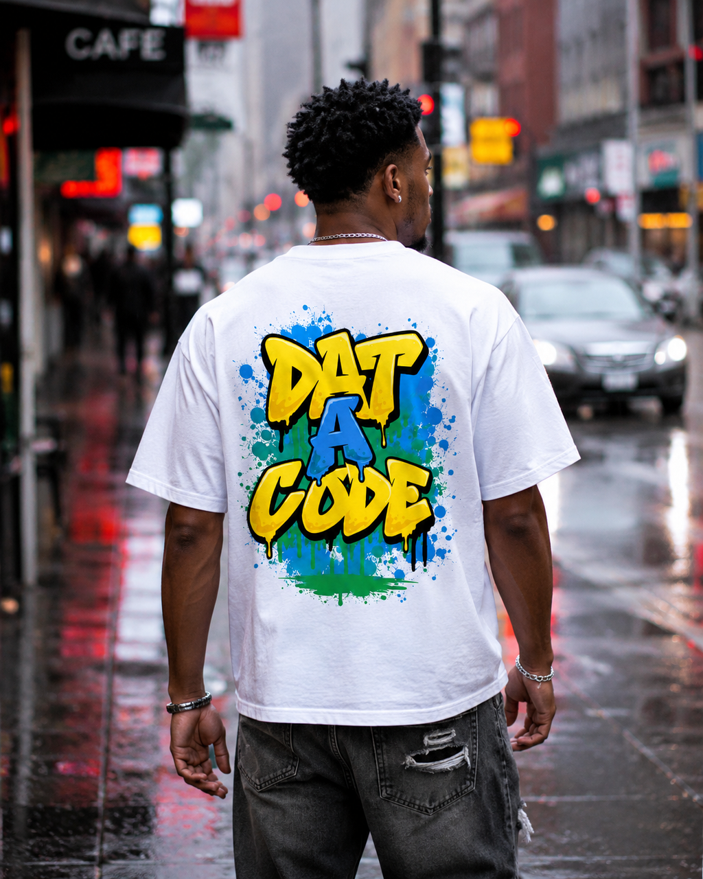 DAT A CODE Heavy Faded Tee - White