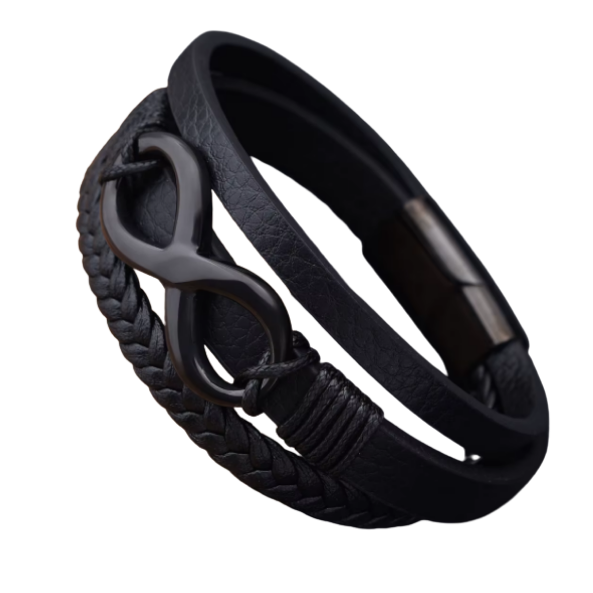 Black Infinity Leather Bracelet