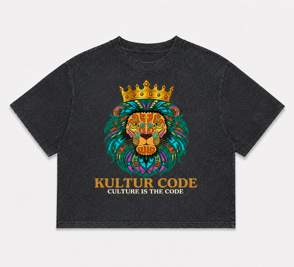 Crowned Lion Stonewash Heavy Cropped Tee