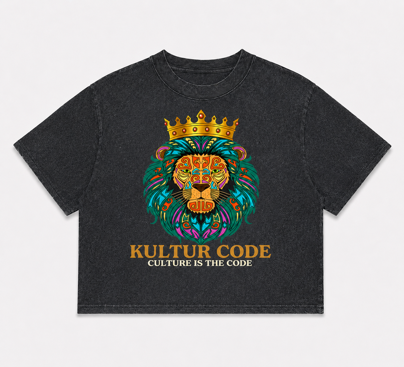 Crowned Lion Stonewash Heavy Cropped Tee