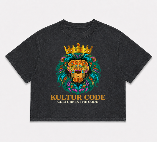 Crowned Lion Stonewash Heavy Cropped Tee