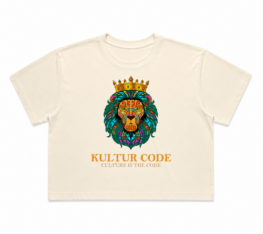 Crowned Lion Cropped Tee - Ecru