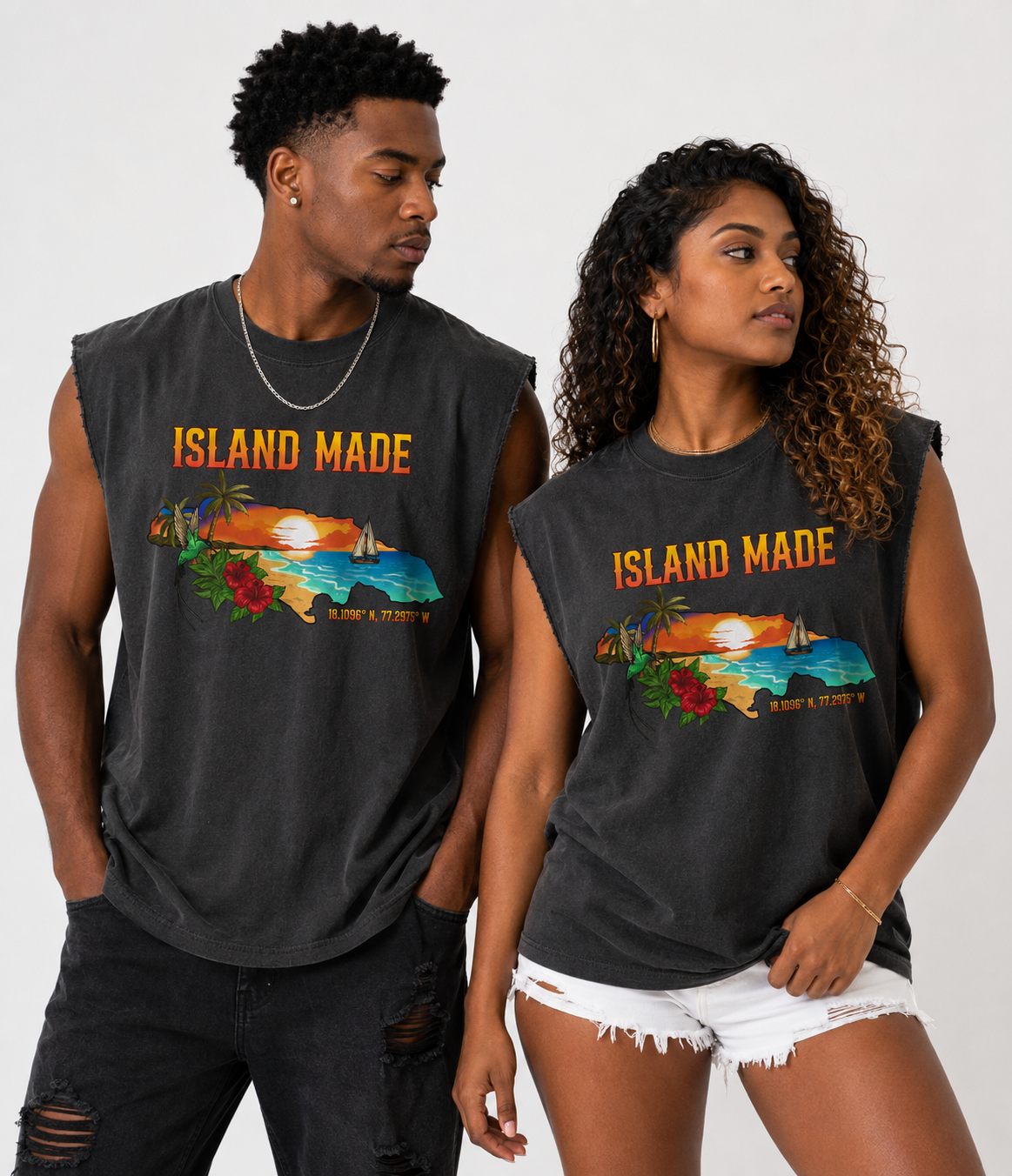 Island Made Sleeveless Tee - Faded Black