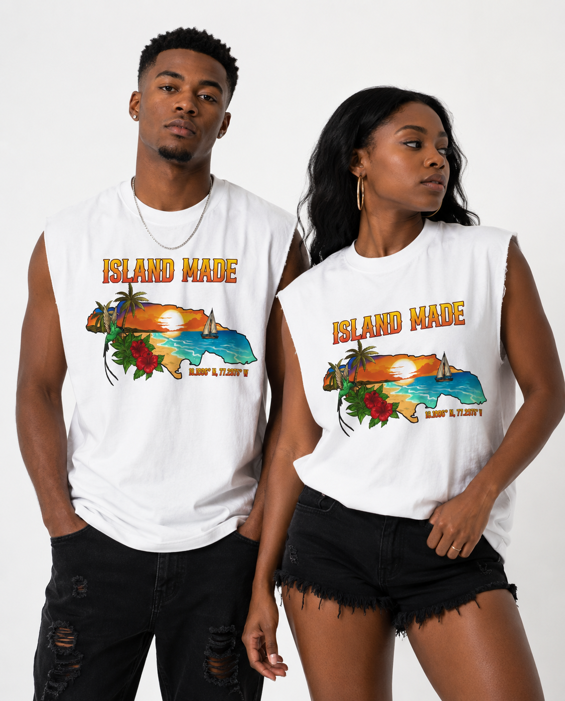 Island Made Sleeveless Tee - White