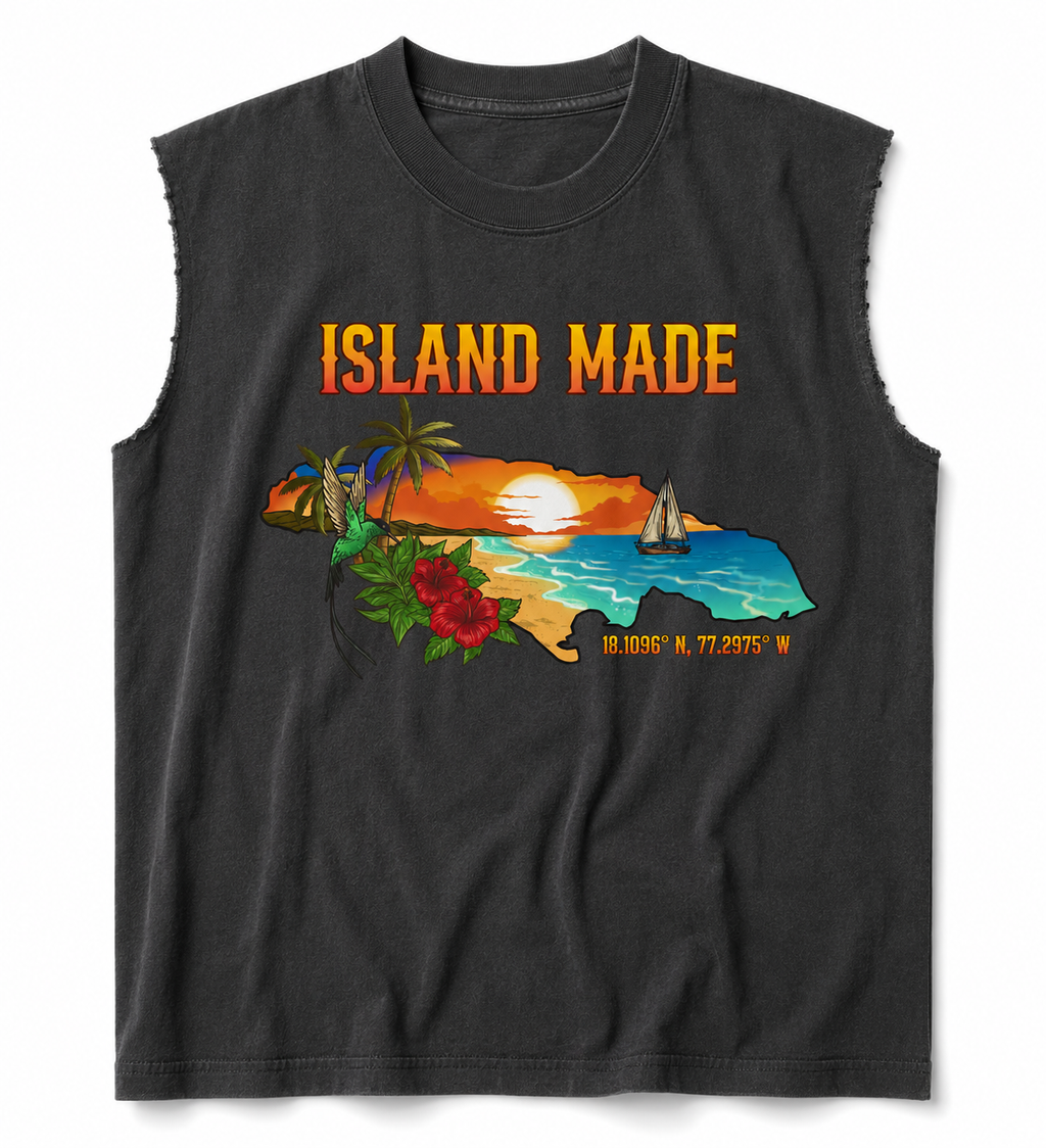 Island Made Sleeveless Tee - Faded Black