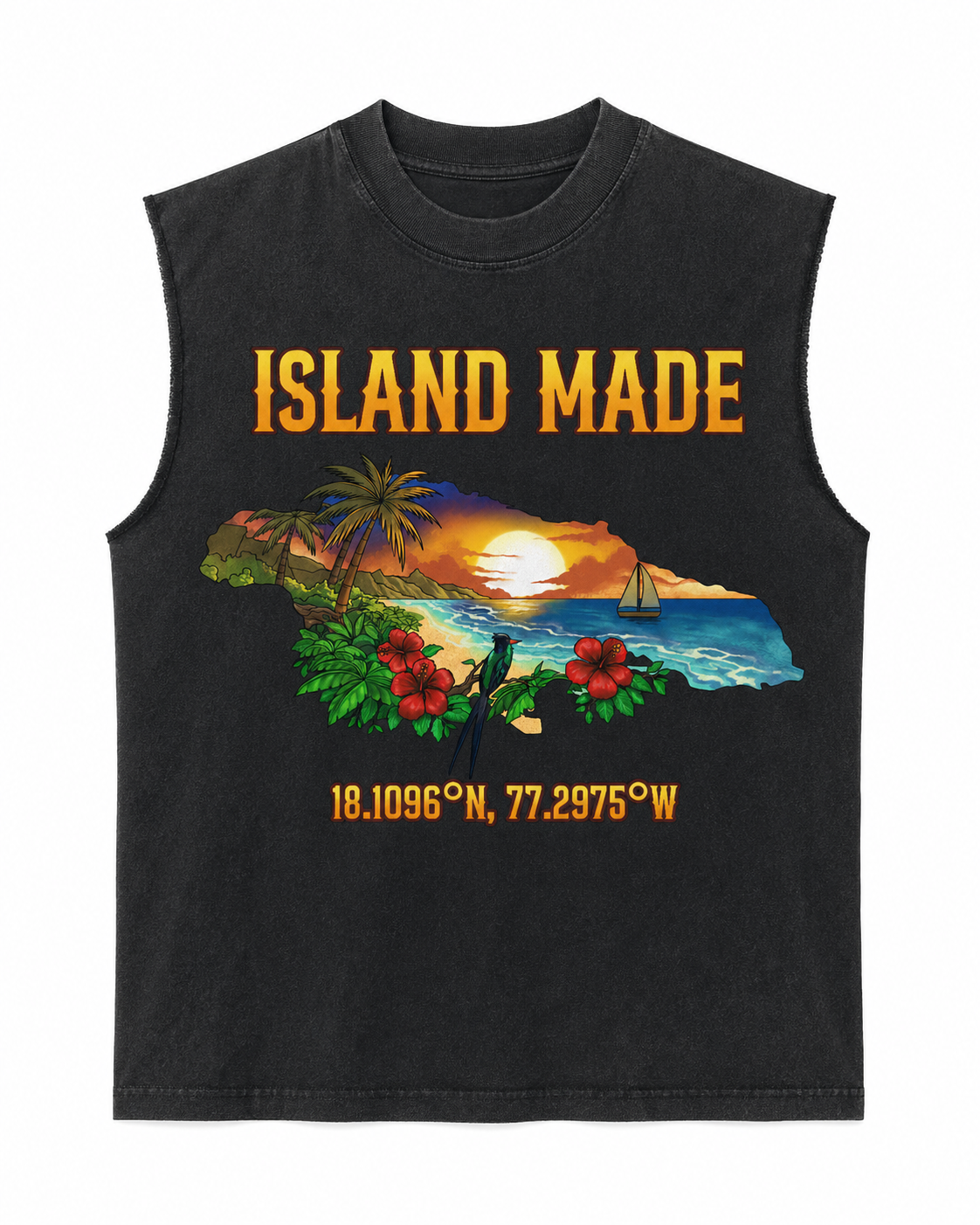 Island Made Sleeveless Tee - Faded Black