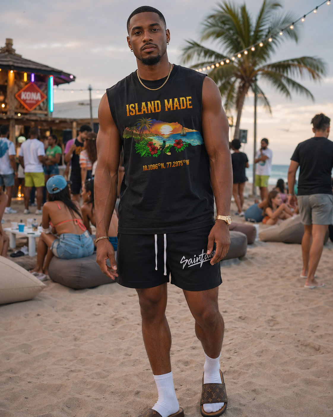 Island Made Sleeveless Tee - Faded Black